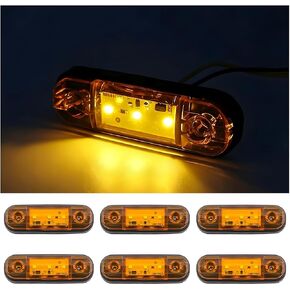 6PCS Truck LED Front Rear Side Marker Light, 3 LED 12V 24V Bright Side Marker Clearance Indicator Lamp, Waterproof Trailer Clearance Indicator Rock Light, Universal for RV Trailer Truck (Red) in Kuwait