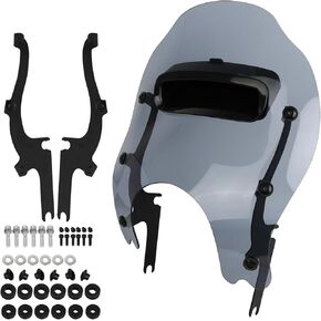 Motorcycle Detachable Windshield Fairing & Bracket Mount Fixed Set Adjustable Center Vent Fits for Harley 1994-later Road King FLHRC/I,FLHR/I and FLHRXS Replacement Parts (Smoked Gray&Black Bracket) in Kuwait