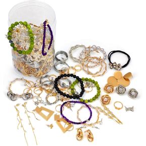 Mystery Jewelry Jar Bundle for Women, Jewelry Box 45-55 Piece Surprise Box, Gift Set Multi Style of Earrings Rings Hair accessories Bracelets, Unique Birthday Party Wedding Gift in Kuwait