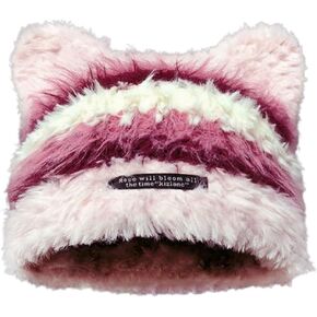 Cute Cat Beanie Hat for Women Winter Warm Knit Skull Cap Y2k Grunge Accessories Fuzzy Slouchy Beanies with Ears in Kuwait