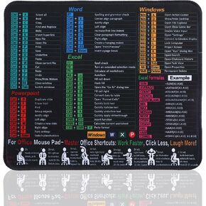 لوحة ماوس Excel Shortcut، مقاس 11 × 10 بوصة، لوحة مكتب صغيرة لأوراق الغش من Excel، لوحة ماوس ألعاب مخيطة غير قابلة للانزلاق مع اختصارات Windows Word PowerPoint لمكتب الألعاب in Kuwait