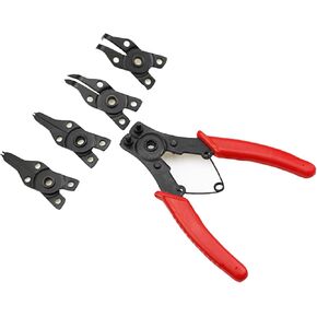4 in 1 Multifunctional Snap Ring Pliers Set Convertible Snap Ring Pliers with 3PCS Interchangeable Jaw Head Clip Pliers Set 45°, 90° & 180° Angled Jaws for Auto and Engine Repairing(RED) in Kuwait