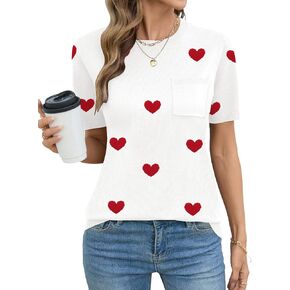 Rapbin Short Sleeve Sweater for Women Spring Summer Knit Tops Crew Neck Casual Lightweight Pullover Sweaters with Pocket in Kuwait