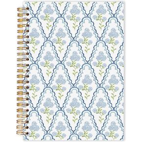 OJMFHEGEE Bow Blue Floral Spiral Notebook 5.5x8.3 in, Coquette Grandmillennial Cottagecore Blue and Green Botanical Flower Aesthetic Hardcover Notebook Journal Gifts for Women in Saudi Arabia