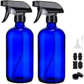 16oz Glass Spray Bottles,2-Pack Refillable Empty Spray Bottl for Cleaning, Hair Care, Plants - Adjustable Nozzl - Blue in Kuwait