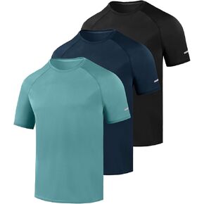 مجموعة من 3 قمصان رجالي للتمرين من Little Beauty، سريعة الجفاف وممتصة للرطوبة وأكمام قصيرة، تي شيرت رياضي للجري في صالة الألعاب الرياضية in Kuwait