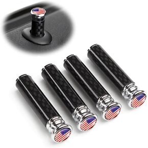 4 PCS Car Door Lock Knobs, Carbon Fiber American Flag Auto Door Lock Pin Covers, Vehicle Doors Bolt Pin Cover Interior Decoration for Cars Trucks SUVs, Car Accessories (Black&White) in Kuwait