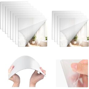 12" x 12" Acrylic Mirror Tiles, 12 Pack Self Adhesive Acrylic Square Mirrors for Gym, Frameless Full Length Mirror Tiles Sheets Wall Stickers for Wall decor Home Living Room Bedroom (Thickness 2mm) in Kuwait