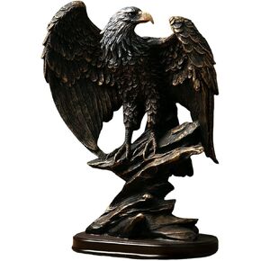 10.4" Patriotic Eagle Statue Decorative Wild Bird Eagle Decorative Bronze Patina Resin Figurine for Sculpture (Bronze) in Kuwait