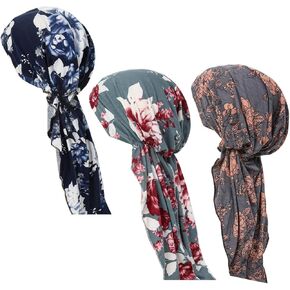 ® 3 قطع من أغطية الرأس الكيميائية للنساء من قبعات السرطان، قبعات كيميائية مربوطة مسبقًا، وشاح رأس مرن ناعم in Kuwait