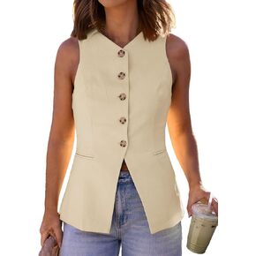Mina Self 2025 Womens Summer Sleeveless Blazer Vest Lightweight Button Down V-Neck Casual Fashion Work Jacket Pockets in Kuwait
