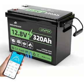 12V 320Ah LiFePO4 Battery Lithium Rechargeable with Bluetooth 200A BMS,Capacity ≥ 80% after 15000+ cycles, IP65,works from -10℃ to 55℃,for golf cart,RV, Boat,Campervan,Backup Power,Home Energy Storage in Kuwait