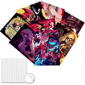 Pounchi Hotel Cartoon Posters (8 Pcs with Glue Dots) 11.2" x 16.5" Cartoon HD Printing Poster Unframed Version for Room Bedroom Club Wall Art Decor for Teens in Kuwait