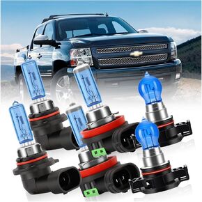 Replacement Halogen Headlight Bulbs fit for Chevrolet Silverado 1500 2008-2015,9005 High Beam + H11 Low Beam Headlamp + 5202 Fog Light Bulb Replacement Bulbs Kit, Plug and Play,Pack of 6 in Kuwait