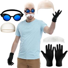 6 Pcs Halloween Egg Costume for Men Bald Holster Goggles Beard Gloves Halloween Party for Cosplay in Kuwait