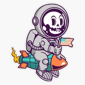Magnet Skull Astronaut Riding Rocket Magnetic Bumper Sticker 5" in Kuwait