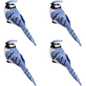 4pcs Blue Jay Artificial Birds 5.5-Inch Realistic Feathered Bird Ornaments for Christmas Tree Wreath Crafts Seasonal Display Home Party Decor (Clip 4pcs) in Saudi Arabia