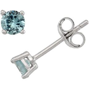 .925 Sterling Silver Dainty Cubic Zirconia CZ Birthstone Lab Created Gemstone 4mm Round Stud Earrings For Women, Girls and Teens (Aquamarine (March)) in Saudi Arabia