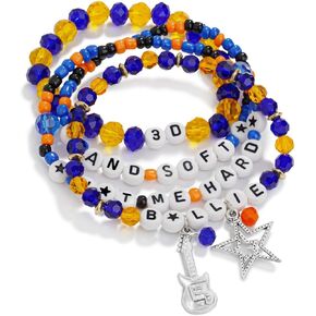 Orange - Blue Beaded Bracelets Set for Music Fans – Tour Concert Bracelets Set, Handmade Colorful Letter Bracelets, Concert Merch Outfit Bracelet for Women Men, Trendy Aesthetic Jewelry for Gifts in Saudi Arabia