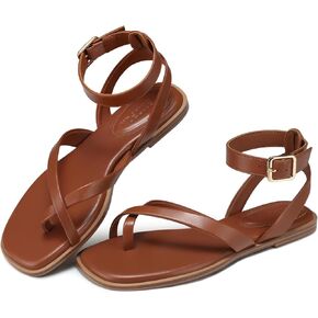 TEMOFON Flat Sandals for Women Dressy: Comfortable Open Toe Strappy Sandals Summer Casual Walking Shoes in Kuwait