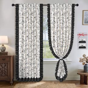 Yinhua ستائر كتان زهرية لغرفة المعيشة بطول 84 بوصة ستائر غرفة نوم فرنسية مع كشكشة ورباط خلفي، ستارة نافذة مرشحة للضوء وجيب خلفي، ستائر، 52 بوصة عرض × 84 بوصة طول، لوحتان in Kuwait