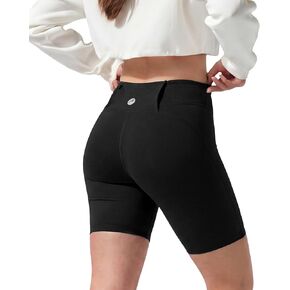 Fioboc Biker Shorts Womens Gym Shorts with Pocket High Waisted Tummy Control Athletic Yoga Workout Shorts Spandex Leggings in Kuwait