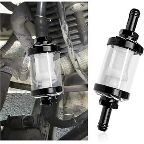 Sun Walker Motorcycle Fuel Filter, 5/16 Inch Inlet/Outlet Washable Gas Filters Replacement, Transparent Tempered Glass Inline Fuel Filter for Most Motorcycles ATVs Scooters (Black) in Kuwait