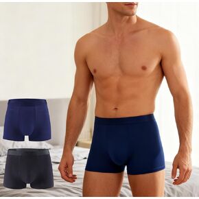 Mens Boxer Shorts 2-Pack Cotton Breathable Underwear Soft Comfortable No Itchy Tag Retro Trunks with Fly Gift Set for Men in Kuwait