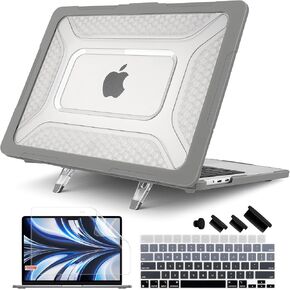 حافظة Batianda شديدة التحمل لجهاز MacBook Air 15 بوصة M5 2026 2025 M4 2024 2023 الإصدار، مصنوع من مادة TPU الهجينة على شكل قرص العسل + درع PC غير لامع مع مسند معزز، حامل ثابت للعمل المكتبي الطويل، أزرق داكن in Kuwait