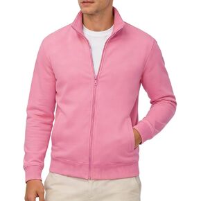 Mens Zip Up Sweatshirt Mock Neck Track Jacket Lightweight Fleece Full Zip No Hood Athletic Casual Long Sleeve Pocket in Kuwait