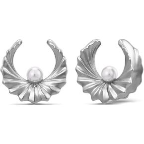 ERKUOO Modern Baroque Pearl Ear Tunnels Double Flare Gauges Elegant Sculpted Saddle Plugs Shiny Statement Stretching Jewelry for Women Men 0G to 1 Inch in Kuwait