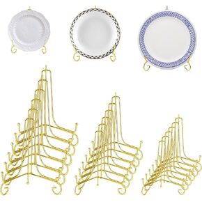 18 قطعة من حوامل الأطباق مقاس 4/6/8 بوصة للعرض، حامل صور صغير من الحديد الأسود على سطح الطاولة، حامل عرض متعدد الوظائف قابل للطي للأطباق والصور والبطاقات والكتب والإطارات واللوحات in Kuwait