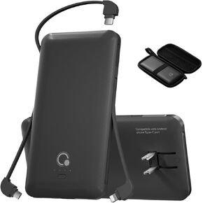 Brand Q Portable Charger with Built-in Cables and AC Wall Plug,Slim USB C Power Bank 10000mAh,External Battery Pack Compatible with iPhone,Samsung,Tablet and All Smart Phones … in Kuwait