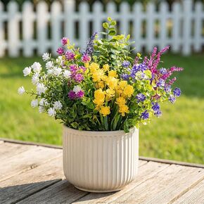 زهور صناعية في الهواء الطلق، نباتات صناعية في الهواء الطلق، زهور حريرية للخارج، ديكورات الشرفة، للحديقة، الفناء، صندوق النافذة (14، فوشيا، أرجواني 1، أرجواني 2، وردي، أصفر، أخضر، أبيض) in Kuwait