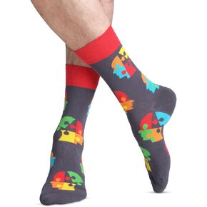 JNRB Men's Cotton Colorful Bright Novelty Crew Socks Cube Dice Craps Crossword Puzzle Chess Games for Brains Pattern, L-XL in Kuwait