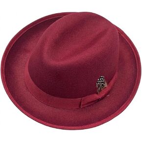 قبعة فيدورا للنساء، قبعة بنما كلاسيكية قصيرة الحافة مع شريط من الريش، 56-58 سم in Kuwait