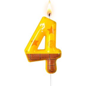 Retro Gaming Coin Block Themed Number 1 Birthday Candle - Nostalgic Game Style Cake Topper for Birthday Decorations Supplies, Gamer Party Favors (Yellowish Brown, 1) in Saudi Arabia