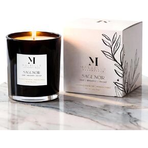 Sage Noire Luxury Scented Candle for Women & Men | 8.5 oz Hand-Poured Coconut Wax Blend | Modern Self-Care Aromatherapy Candle | 50 Hr Burn | Gift-Ready Glossy Glass Vessel in Kuwait