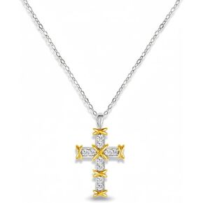 قلادة متقاطعة من URTHEONE مويسانيتي للنساء، 925 من الفضة الإسترلينية 14 كجم مطلية بالذهب مع قلادة مويسانيتي متلألئة، مجوهرات نسائية إيمانية، هدية عصرية لصديقة الأم in Kuwait