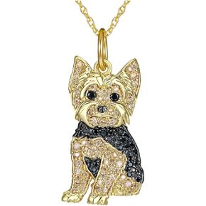 Cute Crystal Yorkshire Dog Necklace for Women and Men Cartoon Animal Dog Pendant Necklace Pets Lover Jewelry in Saudi Arabia