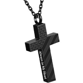 Cremation Jewelry American Flag Cross Urn Necklaces for Men Women Human Ashes Religious Cross Keepsake Memorial Pendant in Saudi Arabia