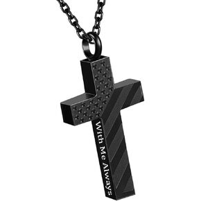 Cremation Jewelry American Flag Cross Urn Necklaces for Men Women Human Ashes Religious Cross Keepsake Memorial Pendant in Kuwait