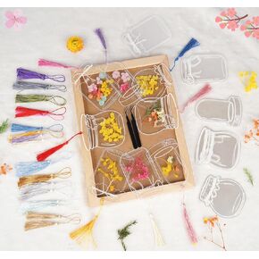 مجموعة صنع الإشارات المرجعية شفافة مكونة من 50 قطعة، مجموعة علامات الكتاب على شكل زهرة مجففة يمكنك صنعها بنفسك، تتضمن إشارات مرجعية واضحة وشرابات ملونة وملقط وعلامات مفتوحة، صفحة إشارة مرجعية كبيرة الحجم مصنوعة يدويًا للنساء in Kuwait