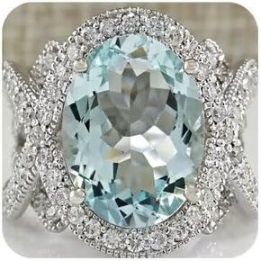 KOICCVQQ 925 Sterling Silver Retro Blue Crystal Gem Ring Aquamarine Diamonds Exotic Nationality Aristocrat Accessories Faux Grinding Exquisite Shiny Jewelry Classical Trend Wedding Bride Size 8 in Kuwait