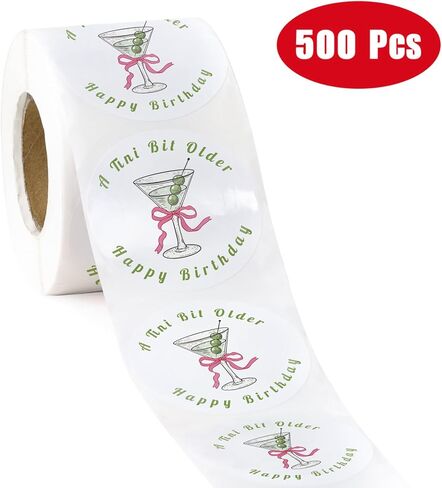 WRAPAHOLIC 2 بوصة 500 إجمالي الملصقات - لفافة ملصقات عيد ميلاد مارتيني - ملصقات كوكتيل بتصميم أقدم قليلاً، ملصقات مارتيني لديكورات حفلات أعياد الميلاد للبالغين in Kuwait