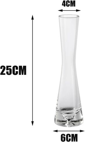 25CM/9.8in Single Bud Glass Vase Hand Made Clear Cylinder Vases Narrow Neck Decorative Glass Bottles for Flowers Centerpieces Wedding Party Home Office Decor in Saudi Arabia