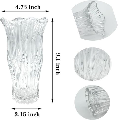 Clear Crystal Vase, Thickened Glass Vase for Table Centerpiece, Living Room, Wedding, Holiday Party, 9.1 Inches Tall in Saudi Arabia