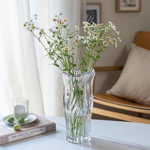 Clear Crystal Vase, Thickened Glass Vase for Table Centerpiece, Living Room, Wedding, Holiday Party, 9.1 Inches Tall in Saudi Arabia