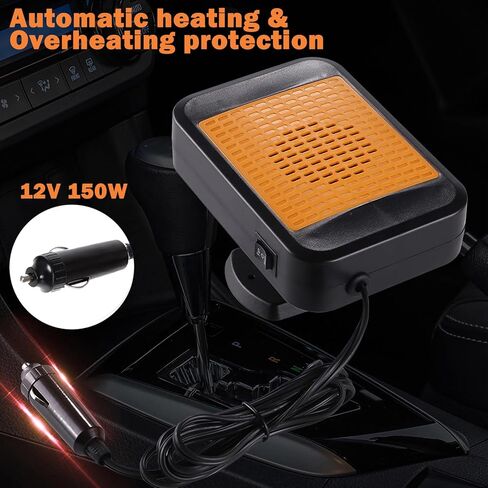 سخان سيارة 12 فولت للمركبة 2 في 1 سخان سيارة محمول مع دوران 360 درجة مزيل الصقيع سخان الزجاج الأمامي الذي يتم توصيله بولاعة السجائر للمركبات وشاحنات الدفع الرباعي والمركبات الترفيهية in Kuwait