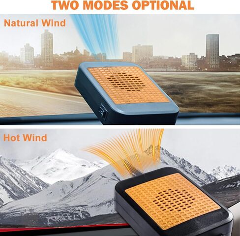 سخان سيارة 12 فولت للمركبة 2 في 1 سخان سيارة محمول مع دوران 360 درجة مزيل الصقيع سخان الزجاج الأمامي الذي يتم توصيله بولاعة السجائر للمركبات وشاحنات الدفع الرباعي والمركبات الترفيهية in Kuwait